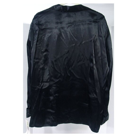 NWT Dressy Classic Black Satin Blouse 3X Button-Down Long Sleeve Cuff Time-Out - Picture 4 of 8